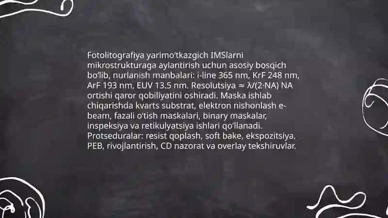 Fotolitografiya va maska ishlab chiqarish texnologiyalari 3