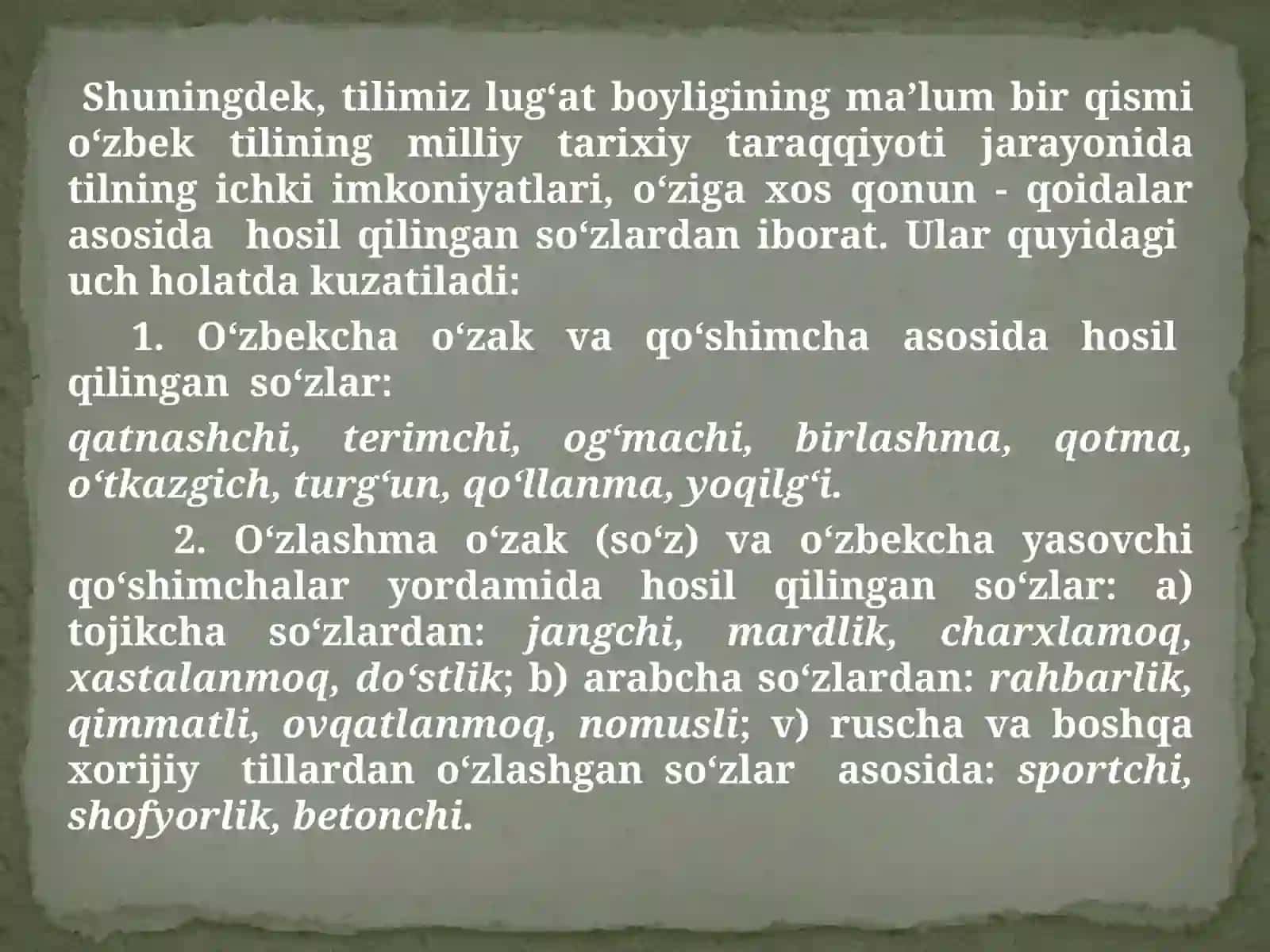 O‘zbektili leksikasi 3