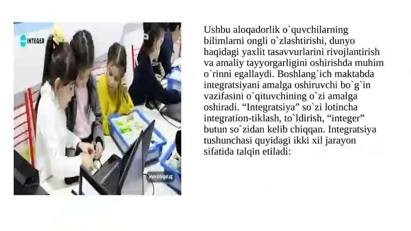 3-MAVZU:TEXNALOGIYA DARSLARIGA INTEGRATSION YONDASHUV 3