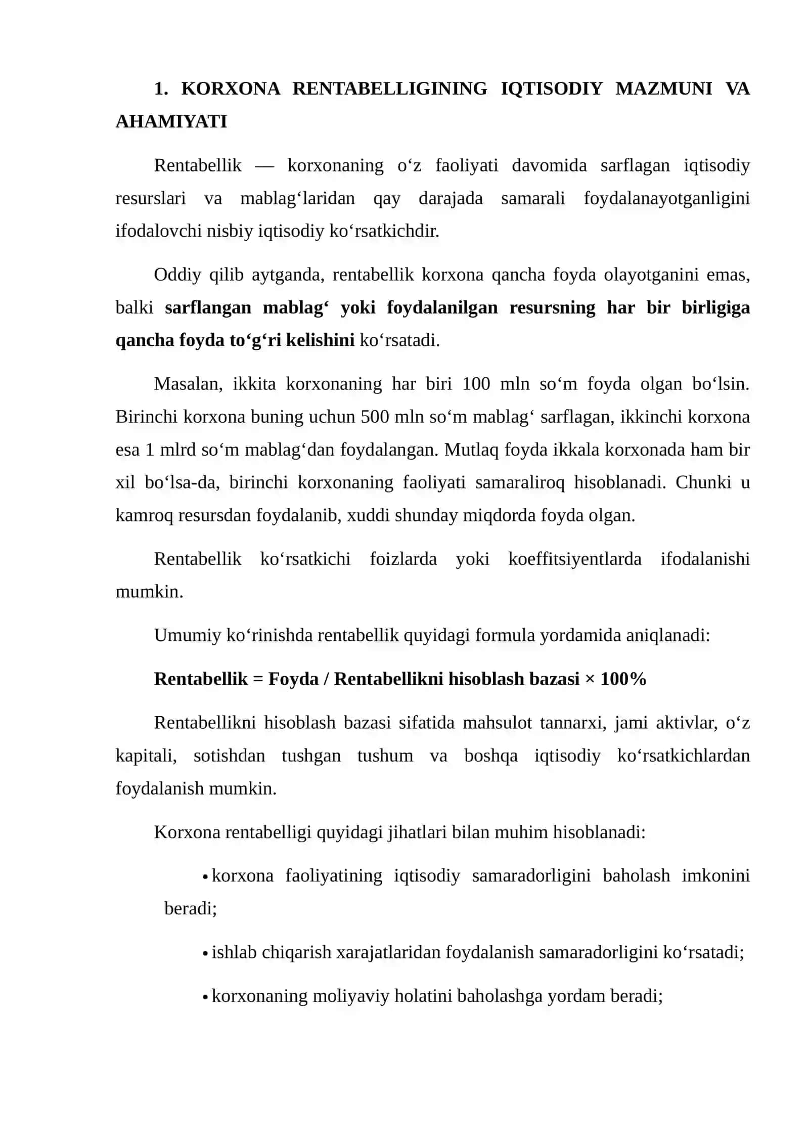 Korxona Rentabelligi Ko‘rsatkichlari Tizimi 3