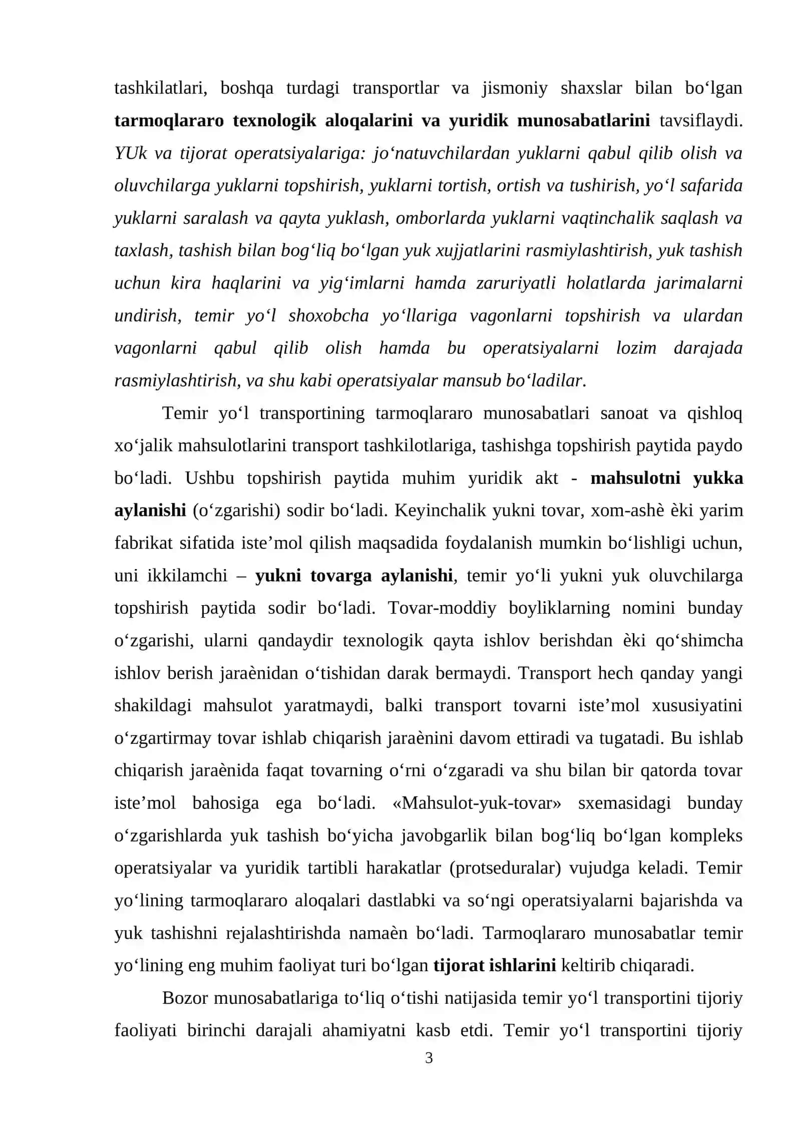 Yuk va tijorat ishlari o'quv amaliyoti (mavzular to'plami) 3