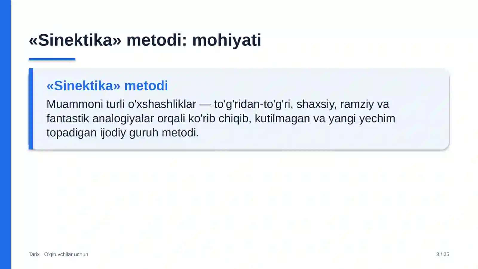 tarix darslarida sinektika metodidan foydalanish 6082 3