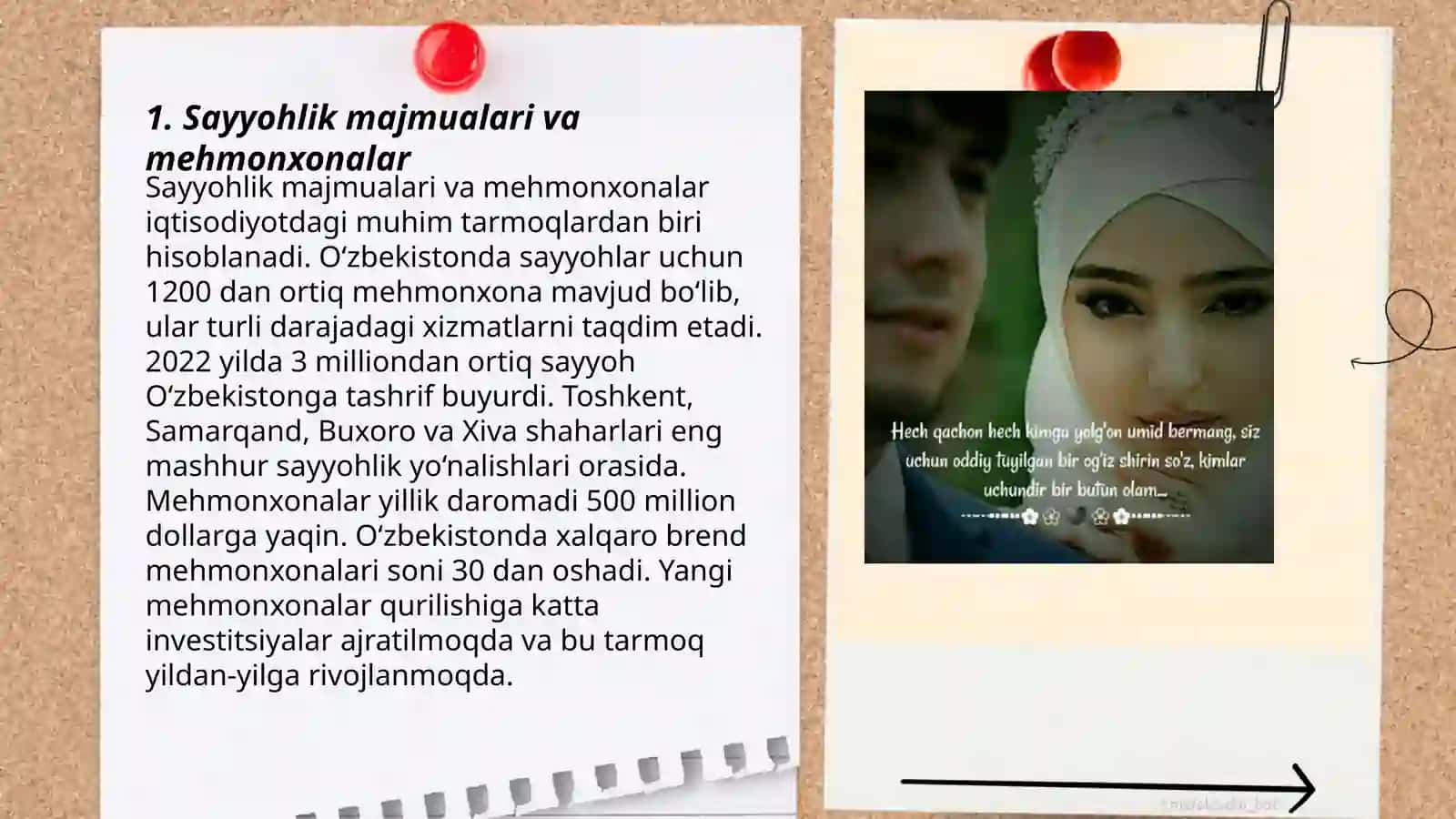 MEHMONDO'STLIK INDUSTRIYSIDA SAYR - TOMOSHALAR VA KO'NGIL YOZISH INFRATUZILMASI 3