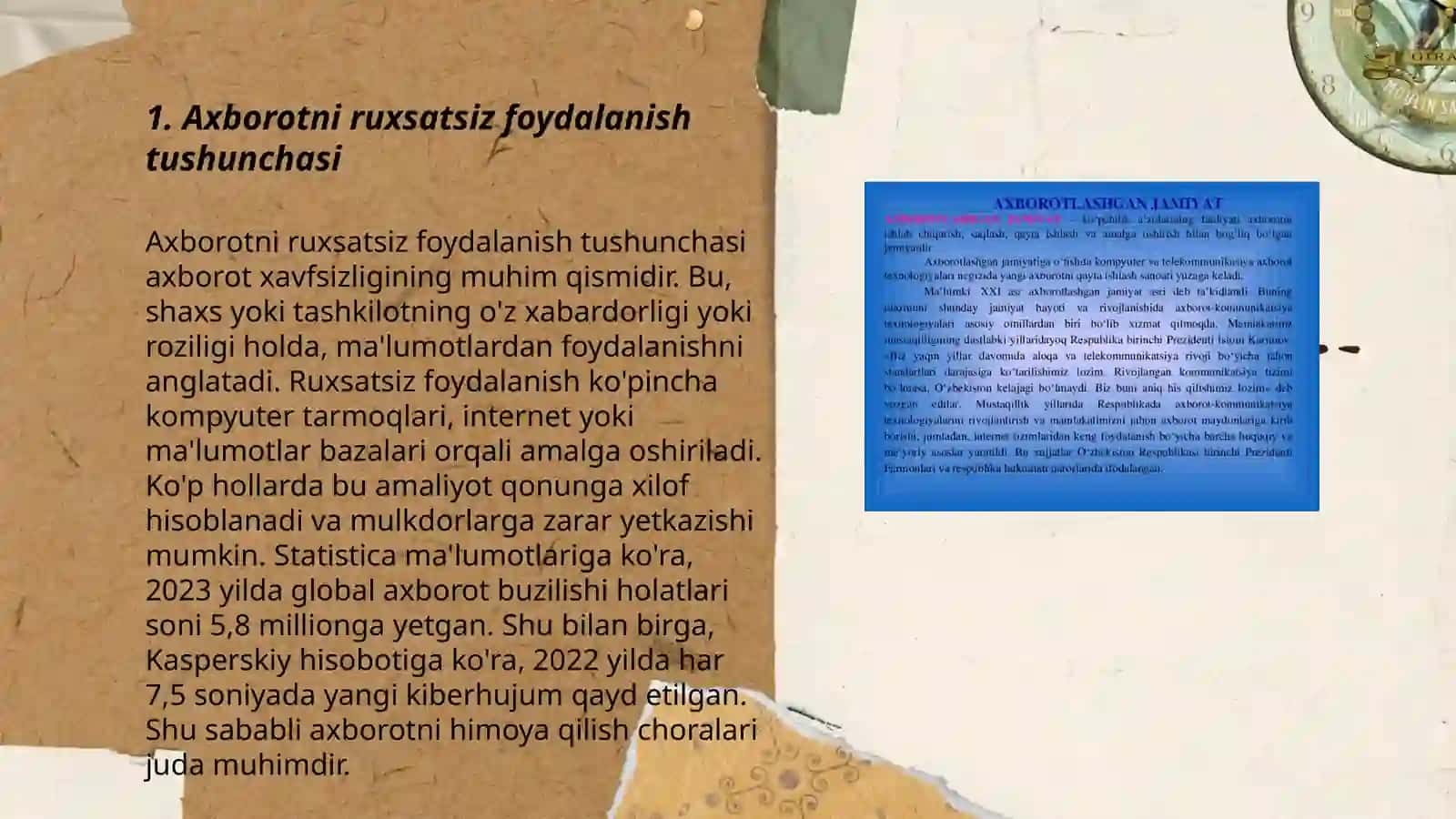 Axborotni ruxsatsiz foydalanishlarning tashkiliy himoyasi 3