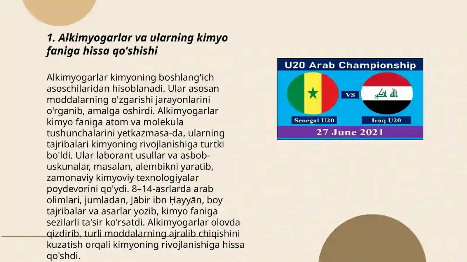 Alkimyogarlar faoliyatining kimyoni rivojlanishidagi roli. Mashhur arab alkimyogarlari 3