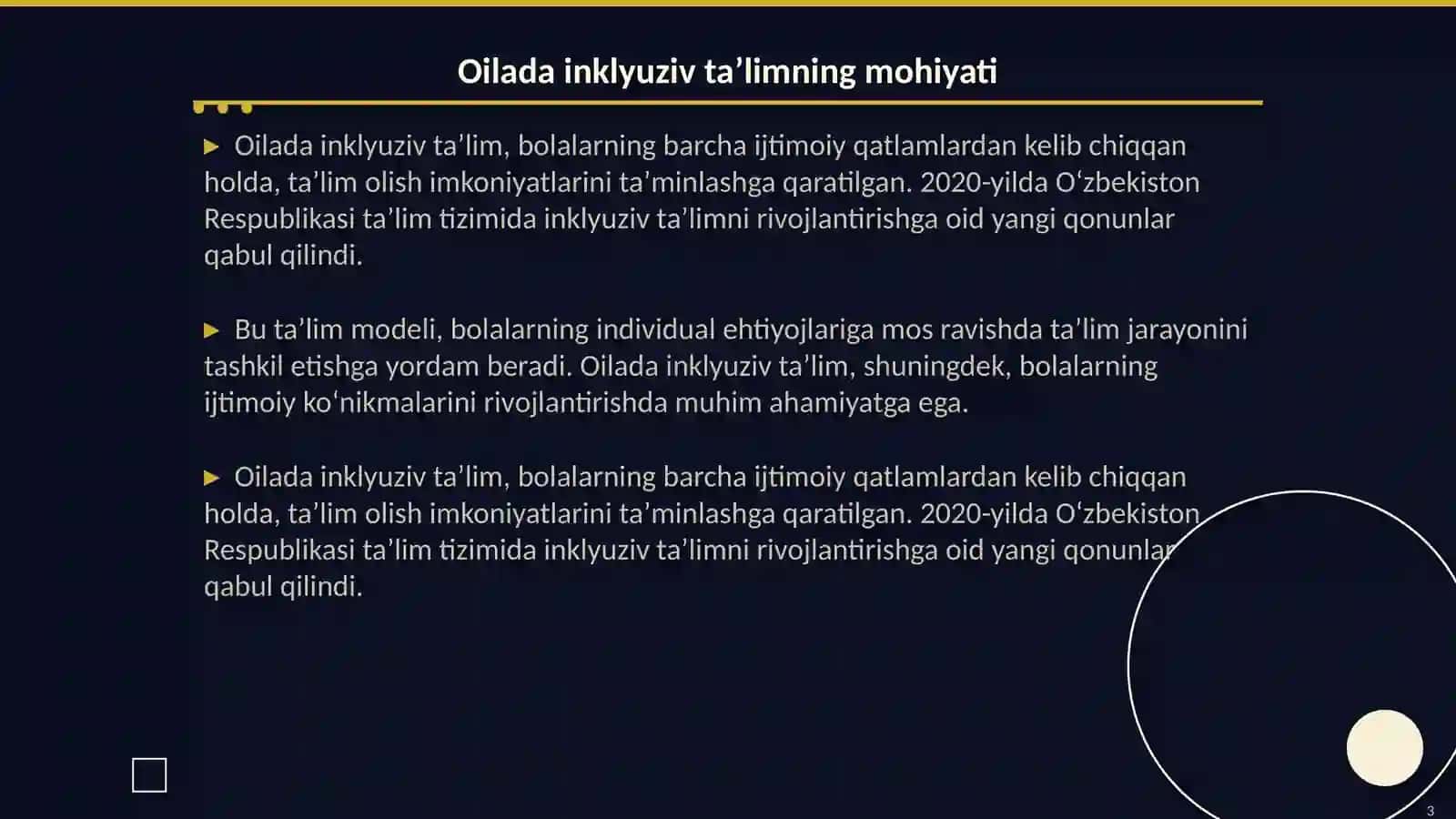 Oilada inklyuziv taʼlim tarbiyaning psixologik xususiyatlari 3