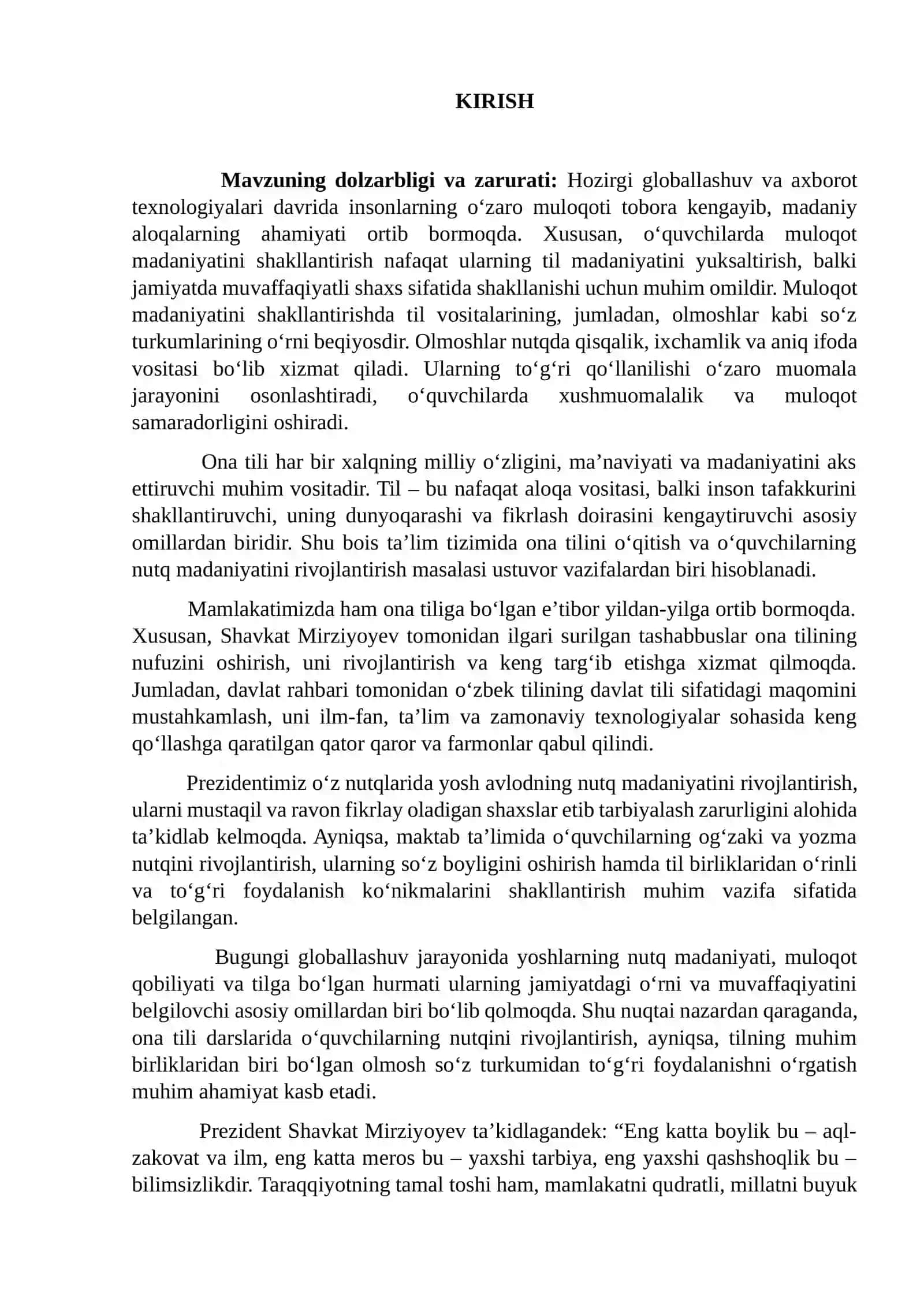 O‘QUVCHILARDA MULOQOT MADANIYATINI SHAKLLANTIRISHDA OLMOSH SO‘Z TURKUMINING O‘RNI 3