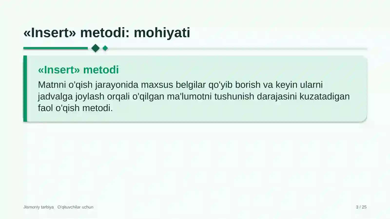 jismoniy tarbiya darslarida insert metodidan foydalanish 9456 3
