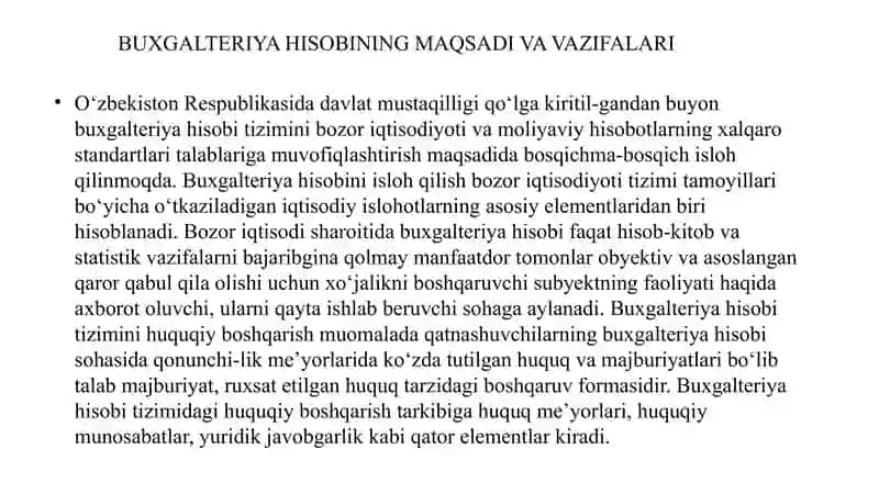 Buxgalteriya hisobini tashkil etish va yuritishga qo'yiladigan talablar 3