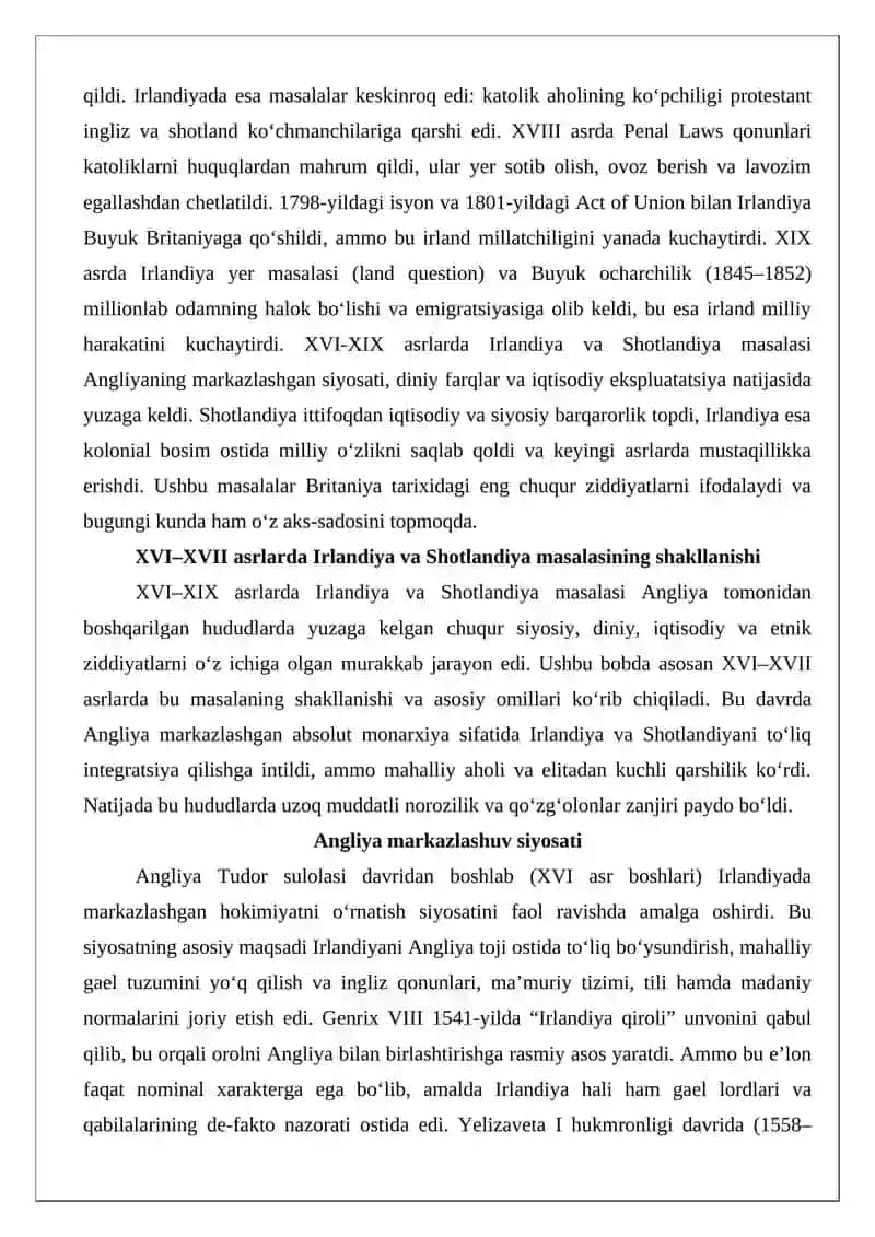 XVI-XIX asrlarda Irlandiya va Shotlandiya masalasi 3