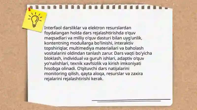 Interfaol darsliklar va elektron resurslardan foydalangan holda dars rejalashtirish 3