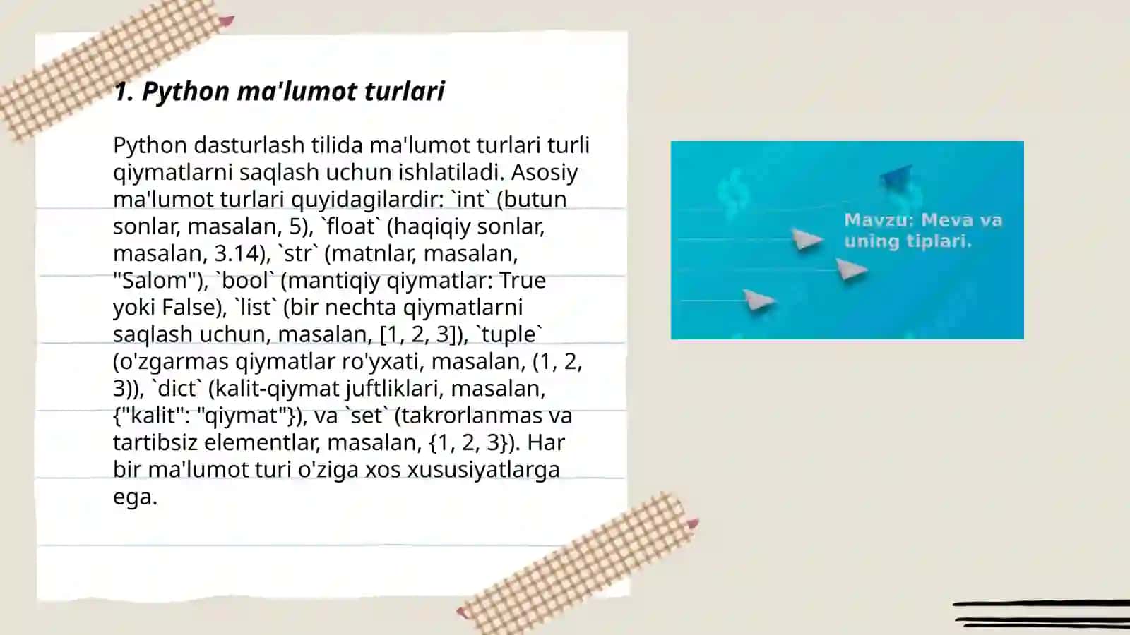 Ma'lumot turlari Python dasturlash tilida 3