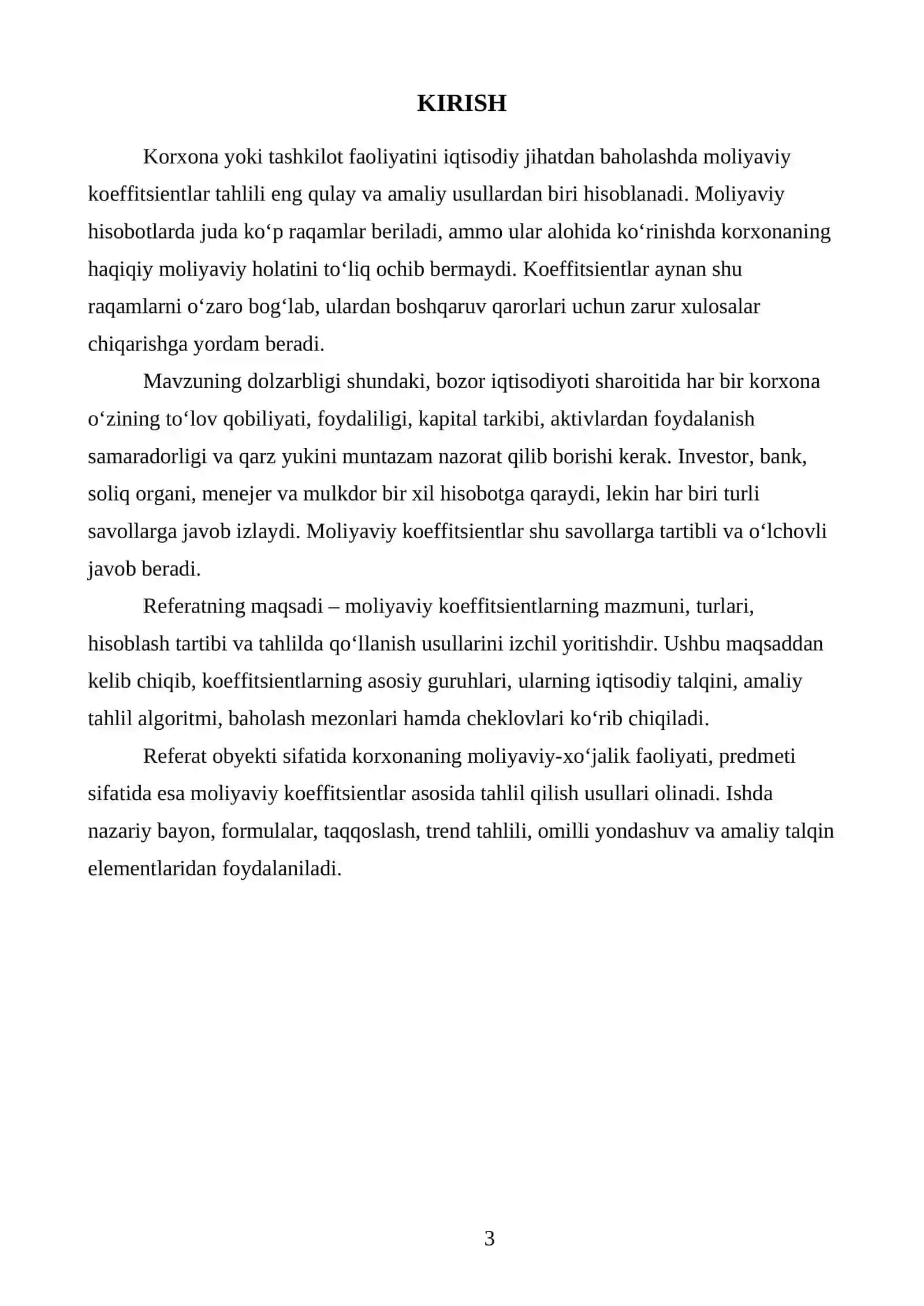 Moliyaviy koeffitsientlarning tahlil usuli 3