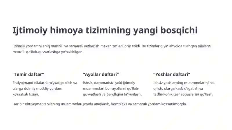 Ijtimoiy sohada davlat siyosatining takomillashib borishi 3