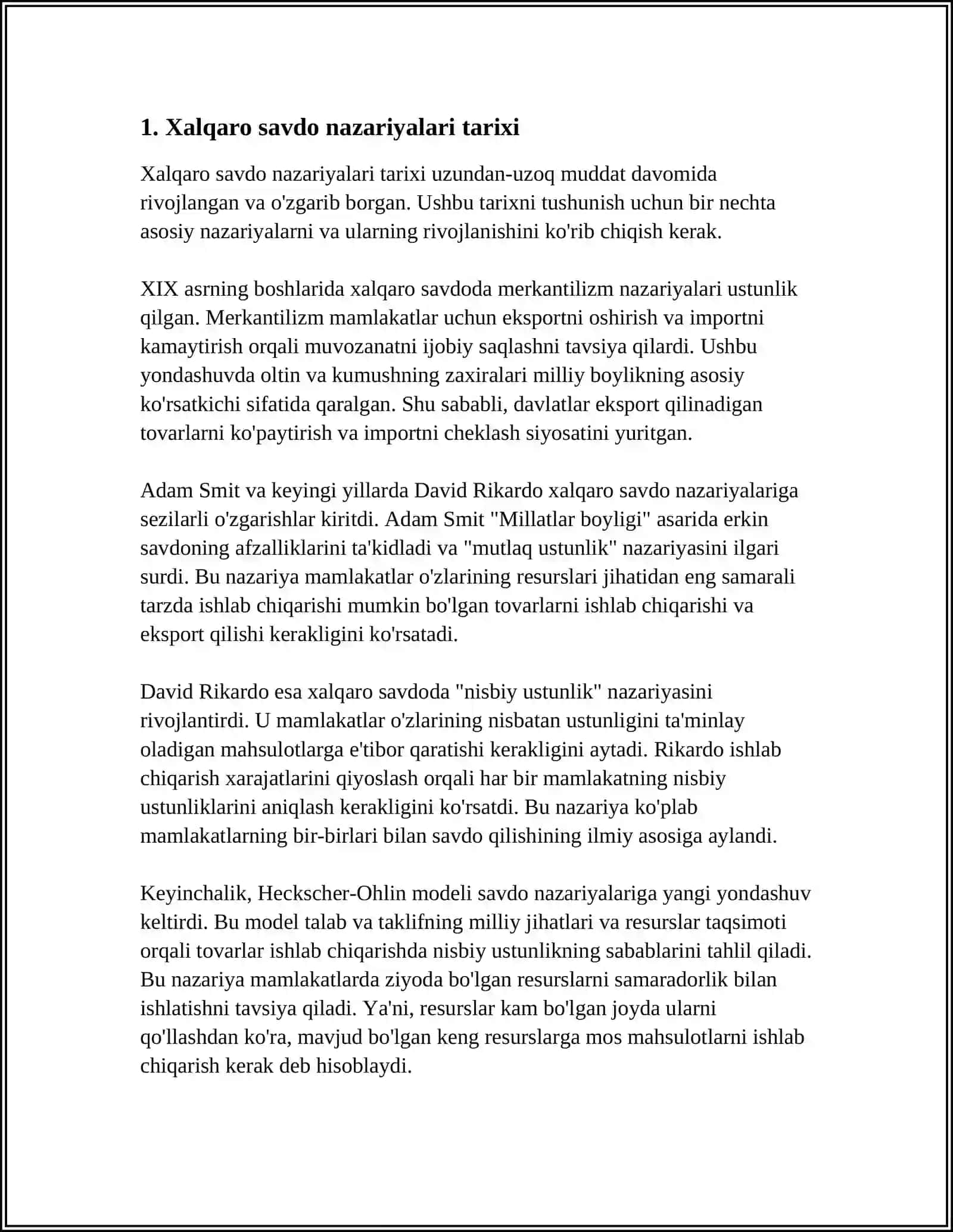 XALQARO SAVDO NAZARIYALARI TASHQI SAVDO 3