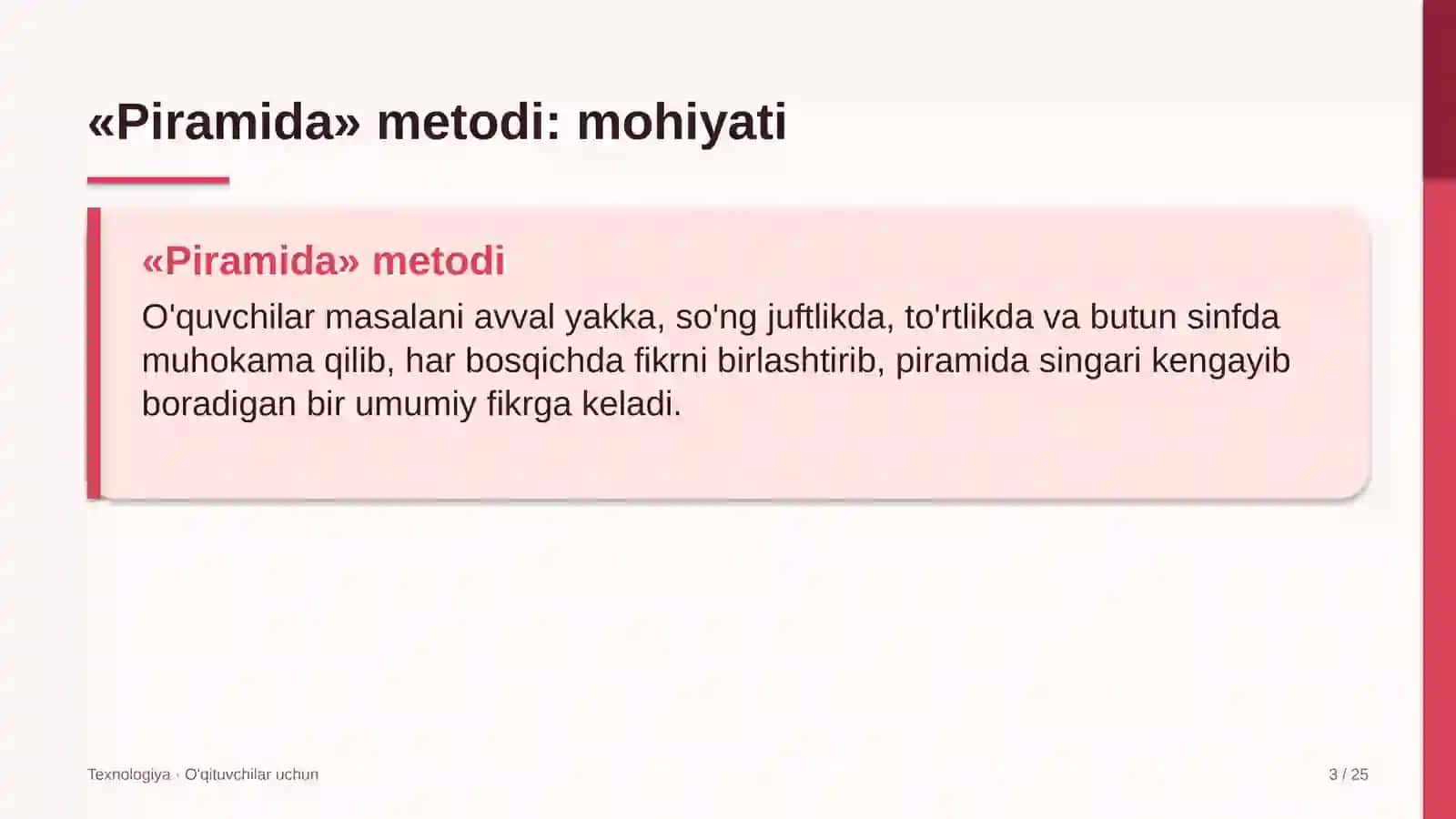 texnologiya darslarida piramida metodidan foydalanish 7675 3