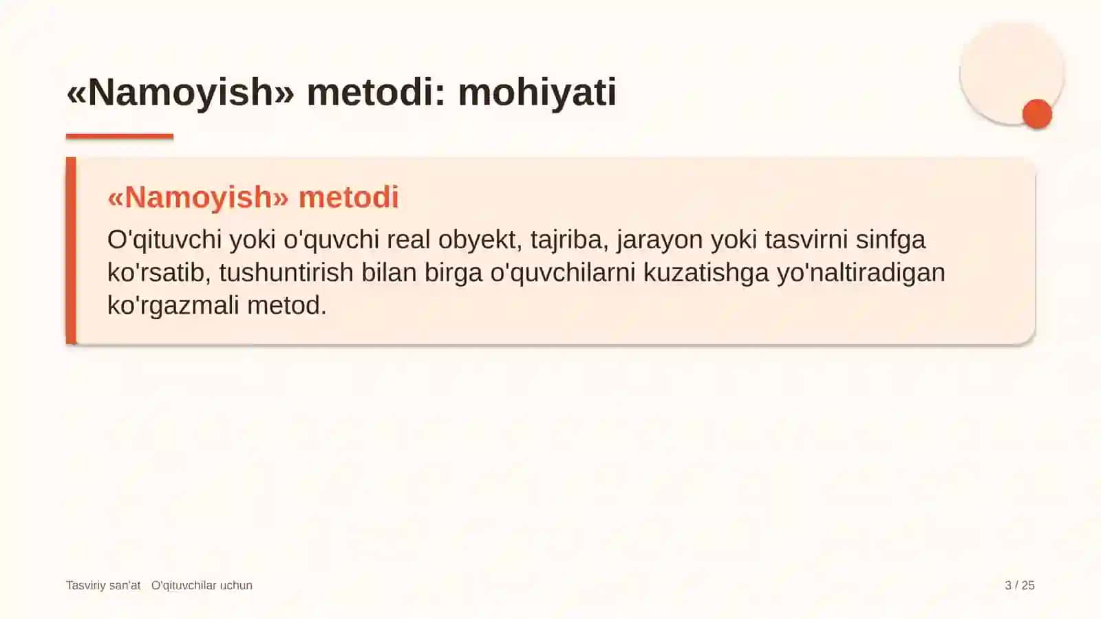 tasviriy san'at darslarida namoyish metodidan foydalanish 7721 3