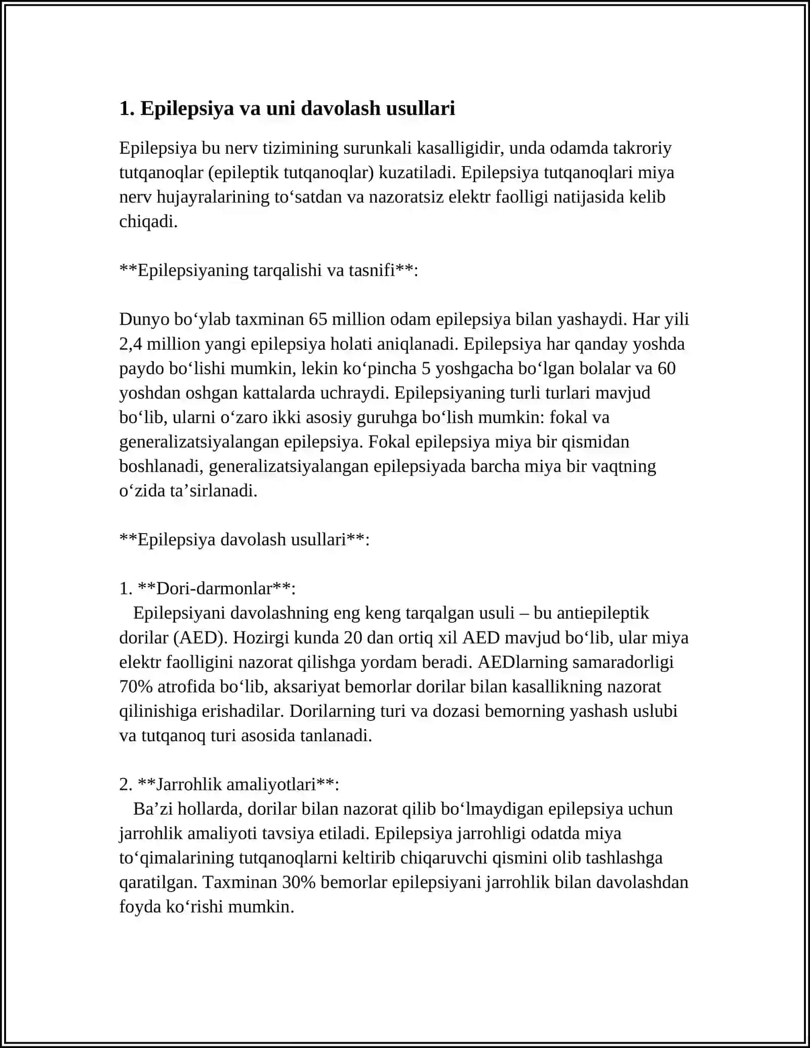 MUSTAQIL ISH Mavzu: EPELEPSIYAGA QARSHI VOSITALAR 3
