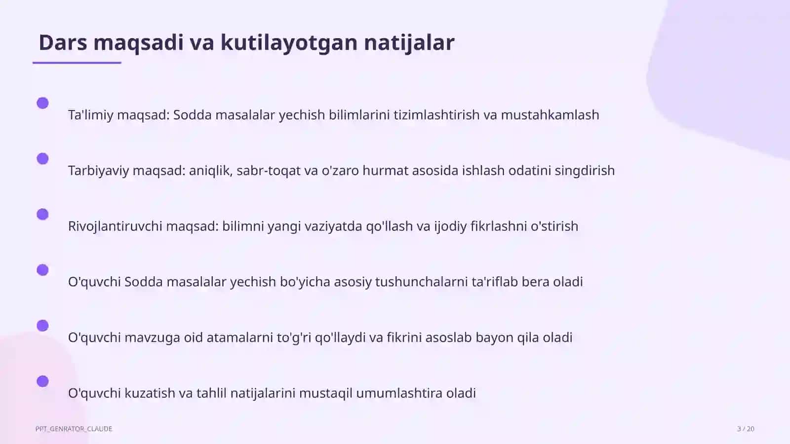 Sodda masalalar yechish (1-sinf) 3