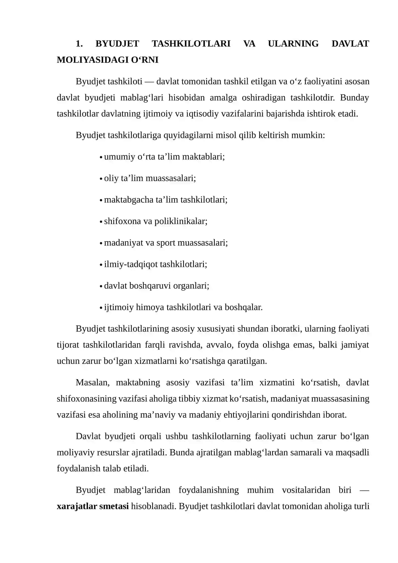 BYUDJET TASHKILOTLARDA XARAJATLAR SMETASINING MAZMUNI VA IQTISODIY AHAMIYATI 3