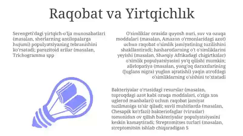 Mikroorganizmlar, hayvonlar hamda hashorotlar oʻzaro munosabatlari 3