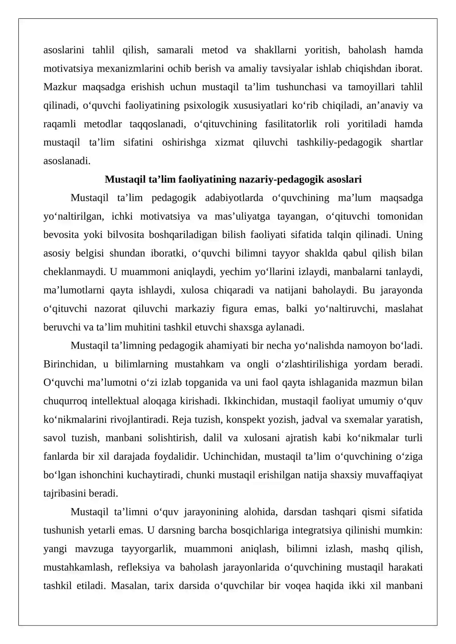 Mustaqil ta’lim faoliyatini tashkil etish 3