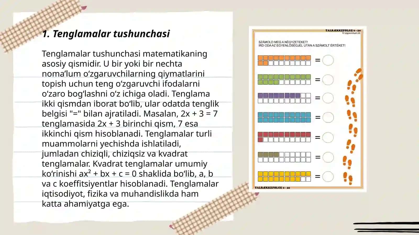 Boshlang'ich sinflarda masalalarni tenglamalar orqali yechish 3
