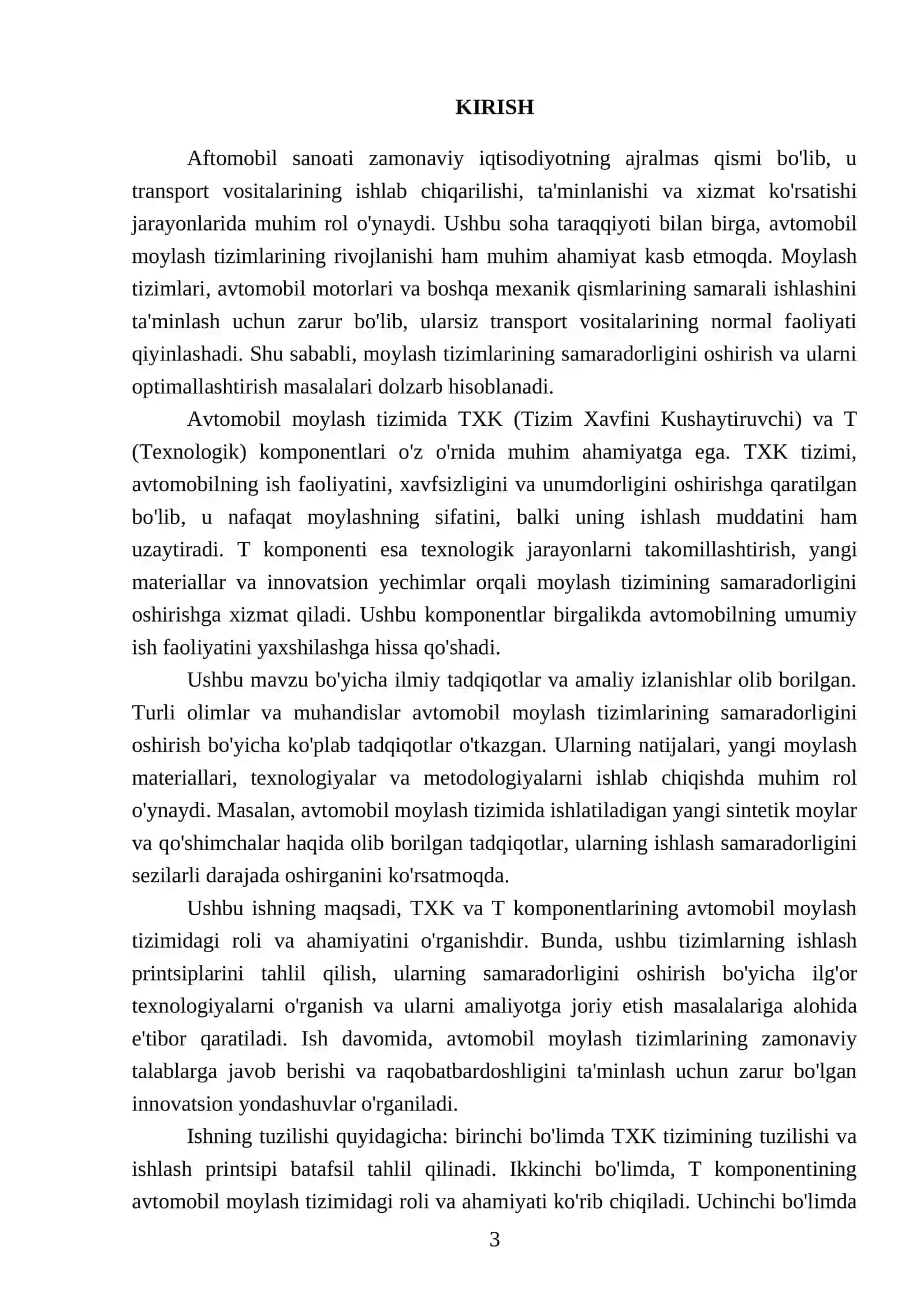 Aftomobil moylash tizimiga TXK va T 3