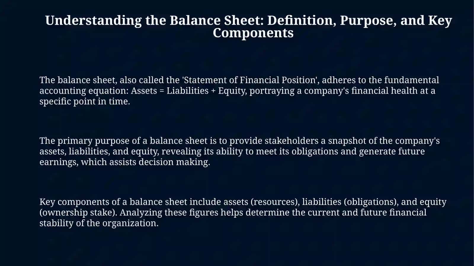 Balance sheets 3