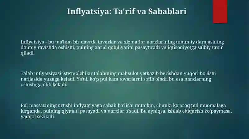 Inflyatsiya,uning kelib chiqish sabablari va turlari 3