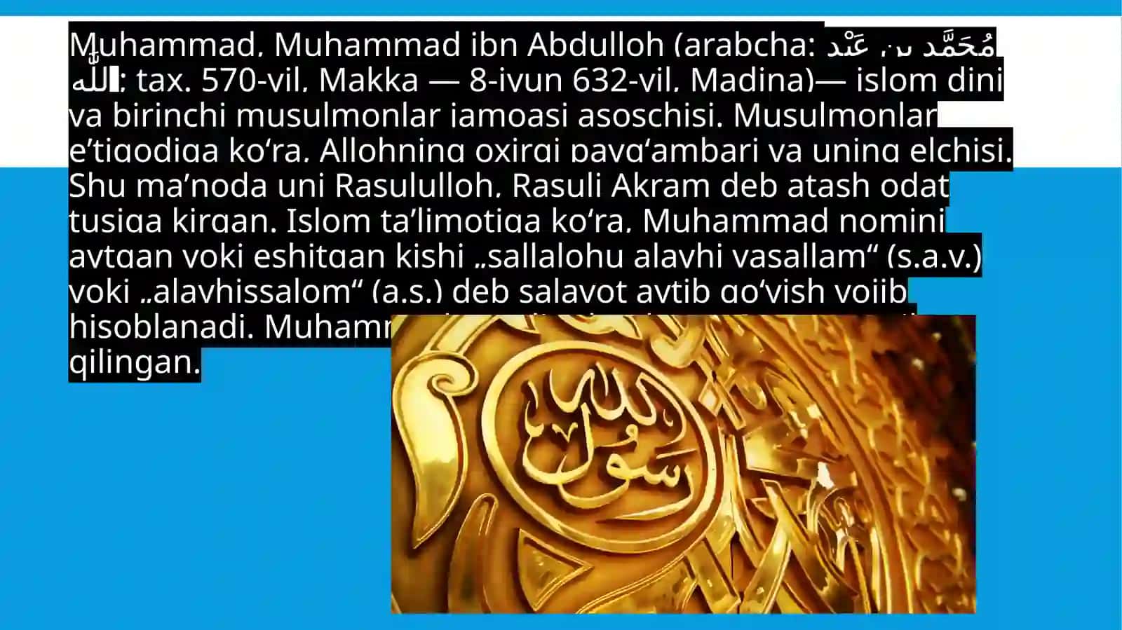 Muhammad Mustafo sollollohu alayhi vassallam haqida 3