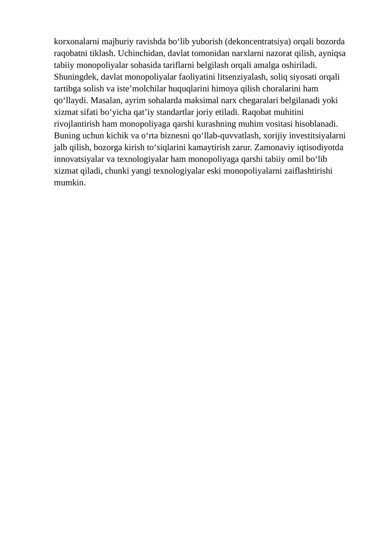 Monopoliyaning iqtisodiy tasiri va tartibga solish mexanizimlari 3