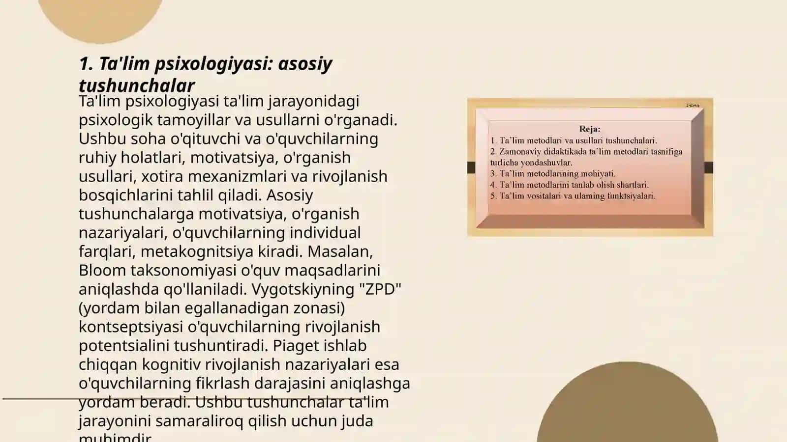 Ta'lim va tarbiya psixologiya si 3