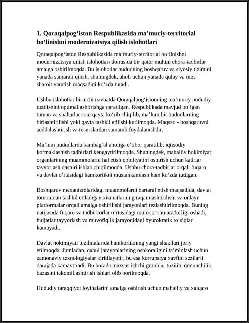 QORAQALPOG’ISTON RESPUBLIKASIDA BOSHQARUV VA SIYOSAT ISLOHATLARI 3