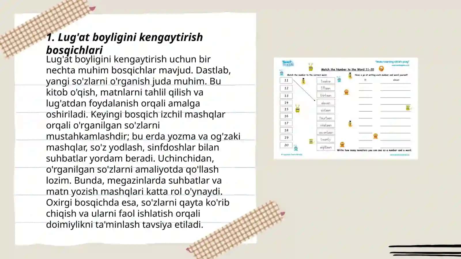 Bolalar luģat boyligini shakllantirishning asosiy bosqichlari 3