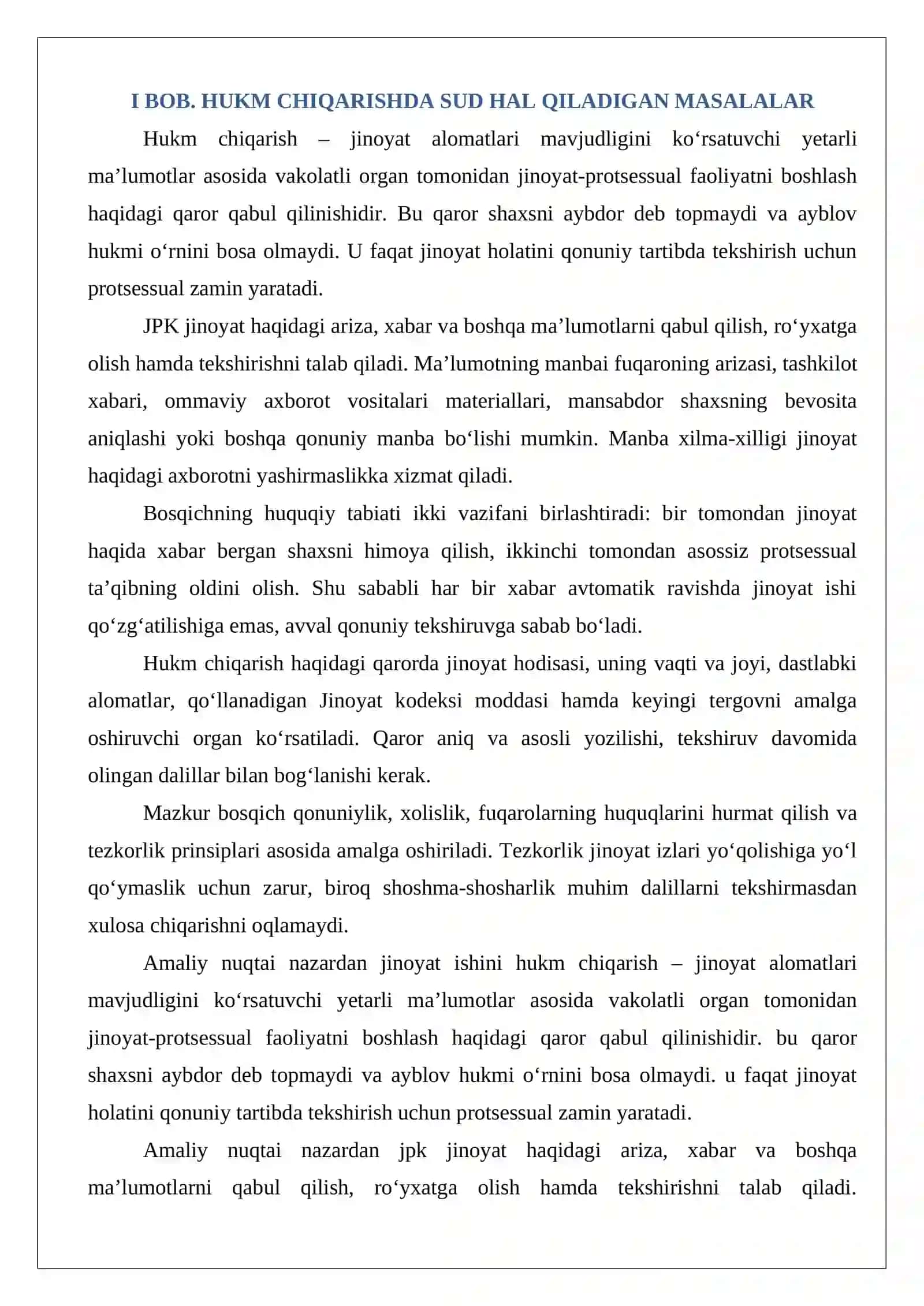 Sud hukm chiqarayotganida hal qiladigan masalalar 3