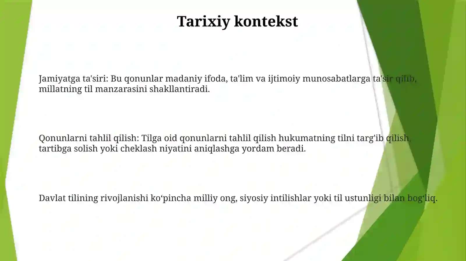 Davlat tilini rivojlantirish yoʻlida qabul qilingan qonunlar tahlili 3