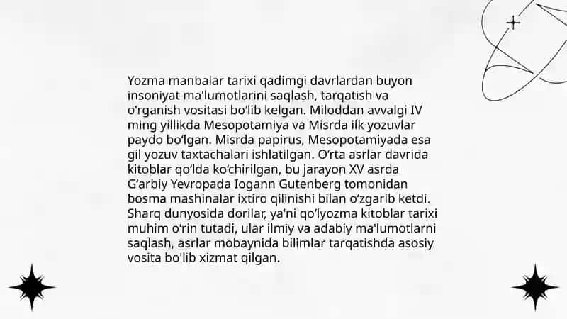 Yozma manbalarning asosiy xillari 3