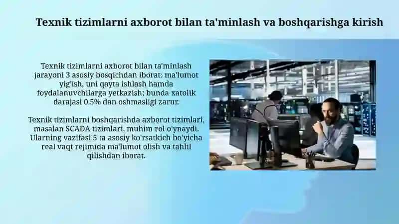 Texnik tizimlarni axborot Bilan ta'minlash va ularni boshqarish 3