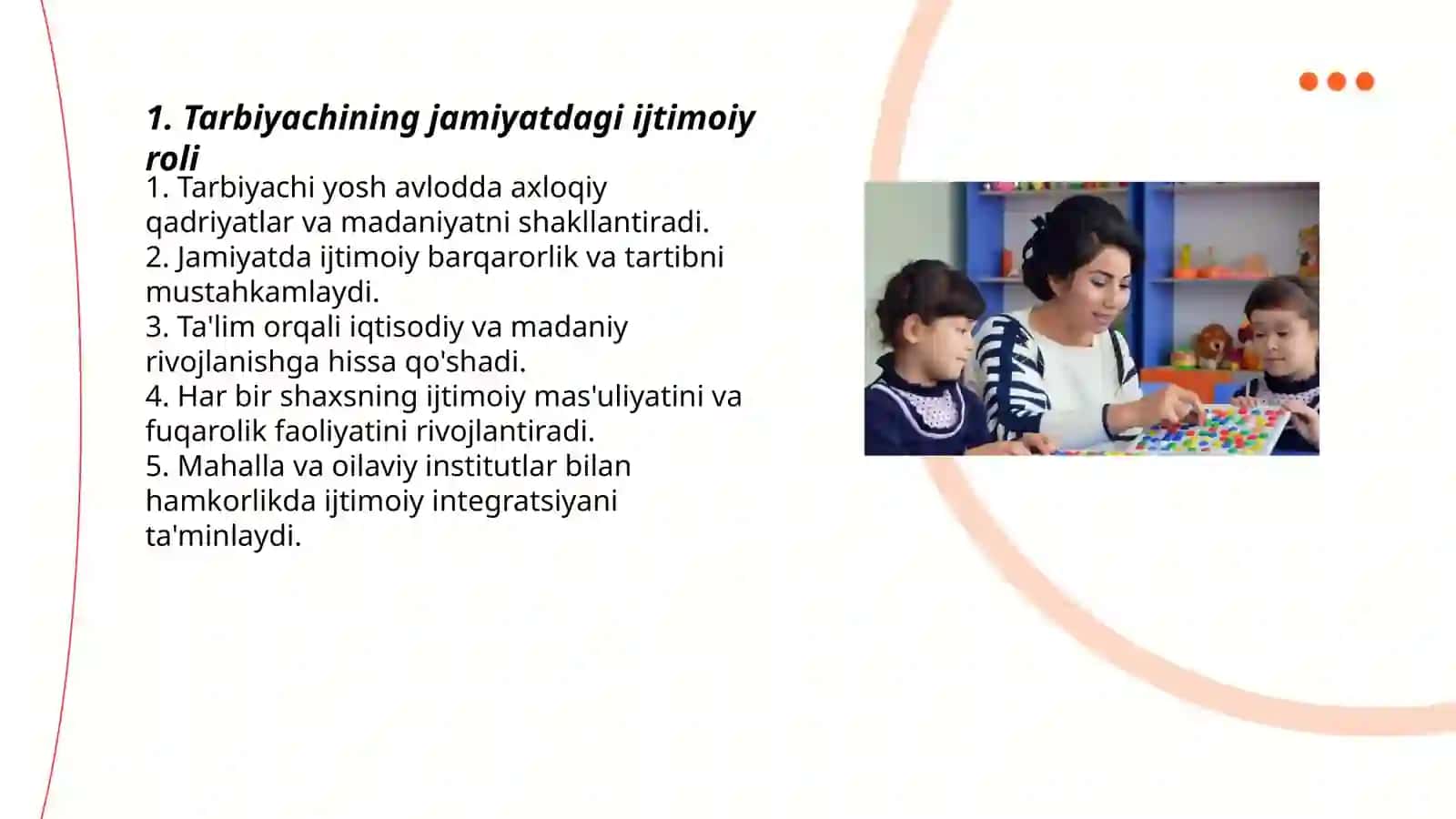 Tarbiyachi va uning jamiyatdagi o'rni Talaba 3