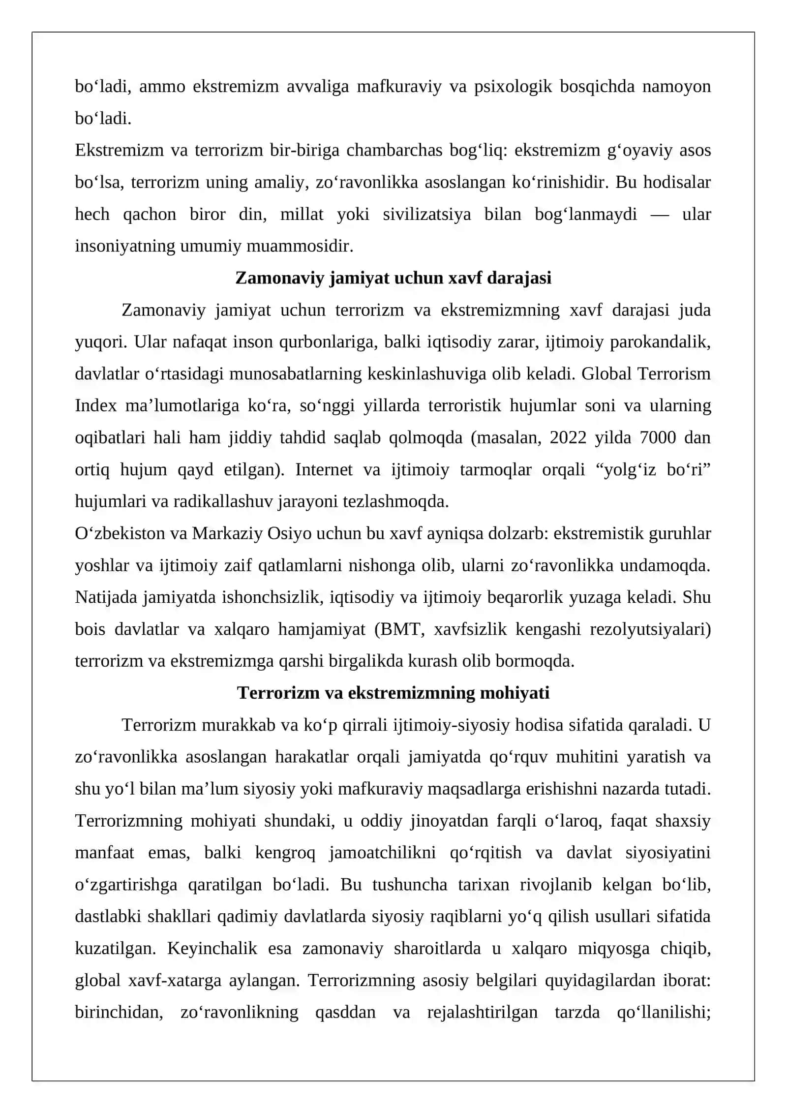Terrorizm va Ekstremizmning asosiy xususiyatlari 3