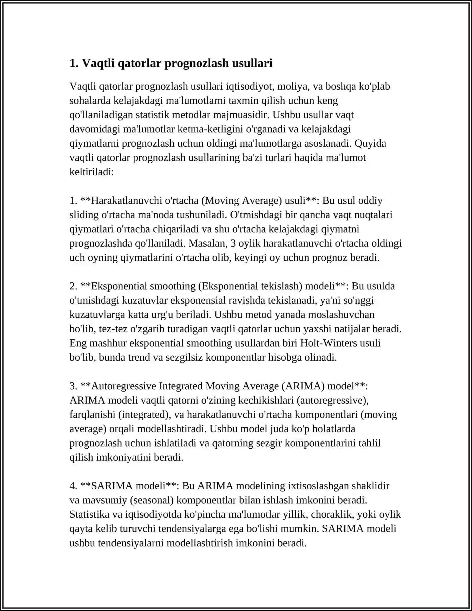 IQTISODIYOTDA VAQTLI QATORLAR TAHLILIDA SONLI QATORLAR TATBIQILARI 3