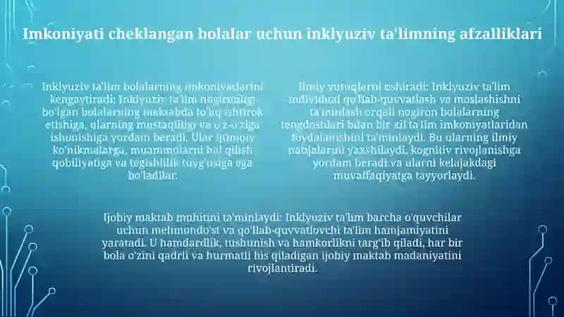 Imkoniyati Cheklangan Bolalarni Samarali Inklyuziv Ta'Lim Olishning Asosiy Shartlari 3
