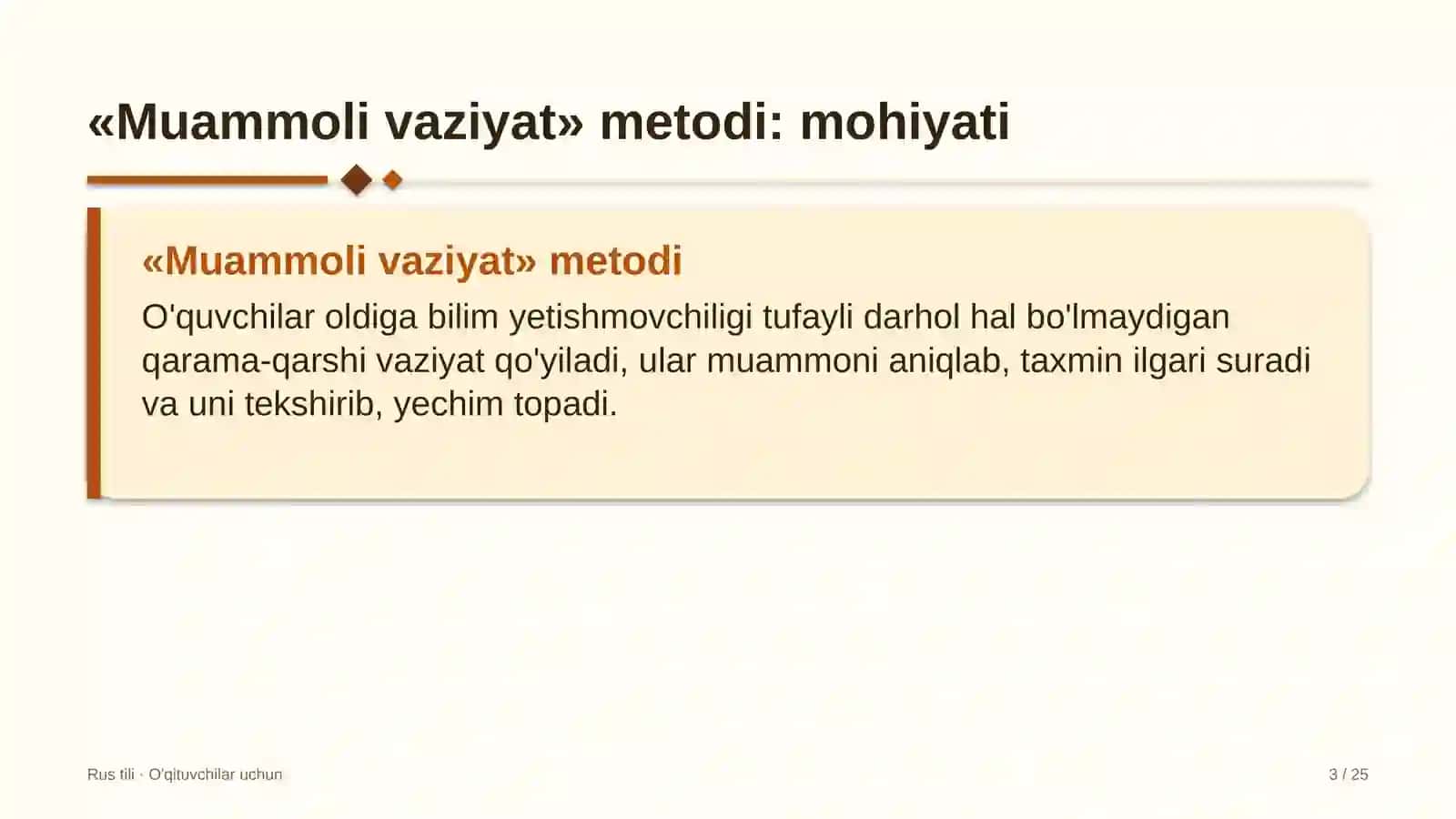 rus tili darslarida muammoli vaziyat metodidan foydalanish 2804 3