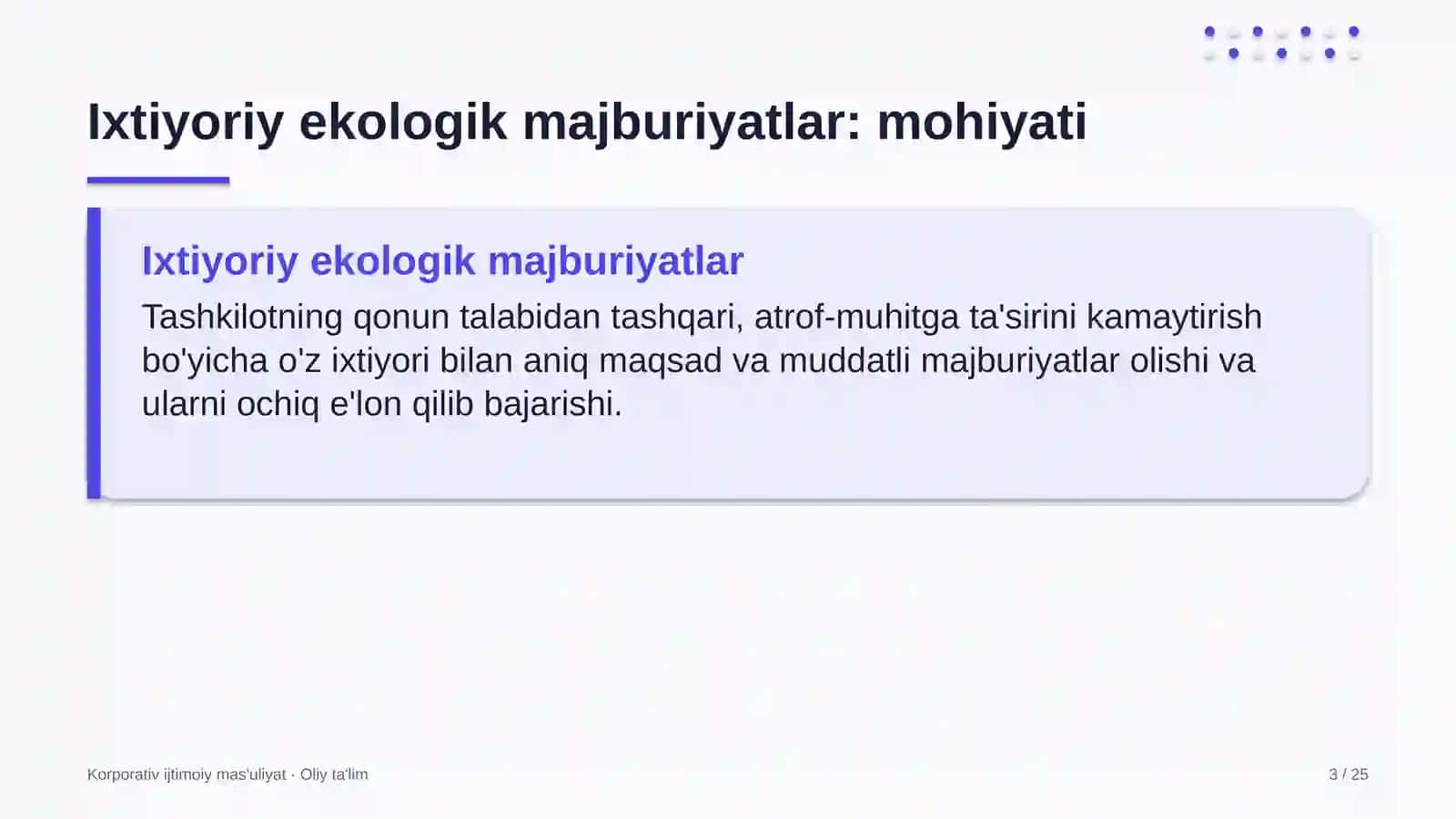 Kuryerlik xizmatida atrof-muhitni muhofaza qilish bo'yicha ixtiyoriy majburiyatlarni qabul qilish 3