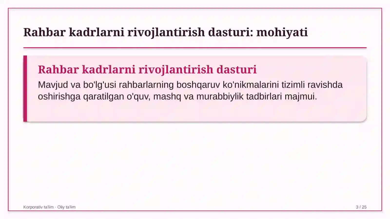 maxsus maktab internatlarda rahbar kadrlarni rivojlantirish dasturi 9394 3
