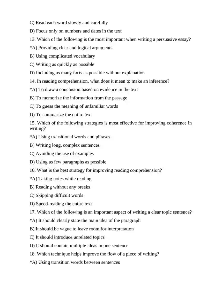 TESTS FROM “READING AND WRITING” 3