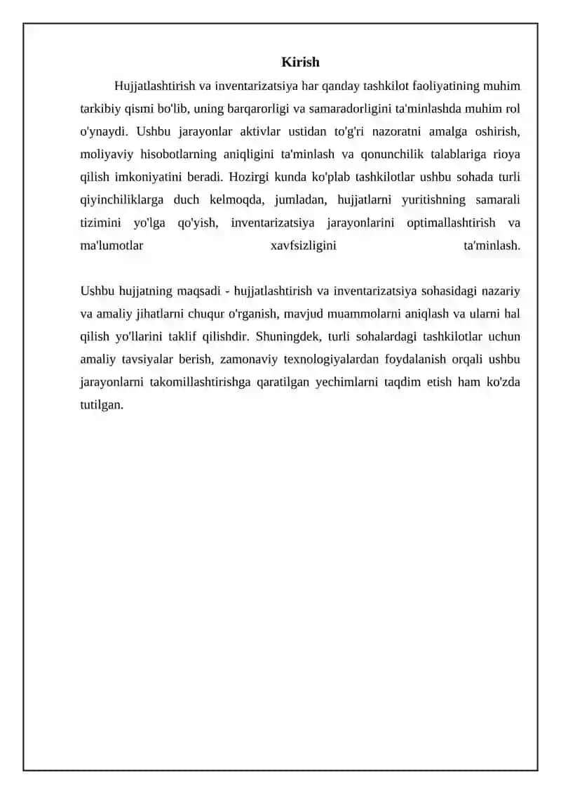 Hujjatlashtirish va inventarizatsiya 3