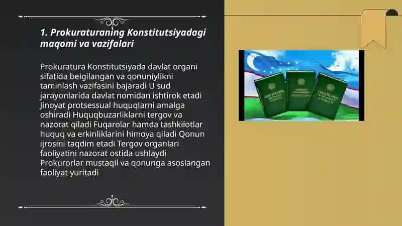 Oʻzbekiston Respublikasi Konstitutsiya 25-bob prakuratura 3