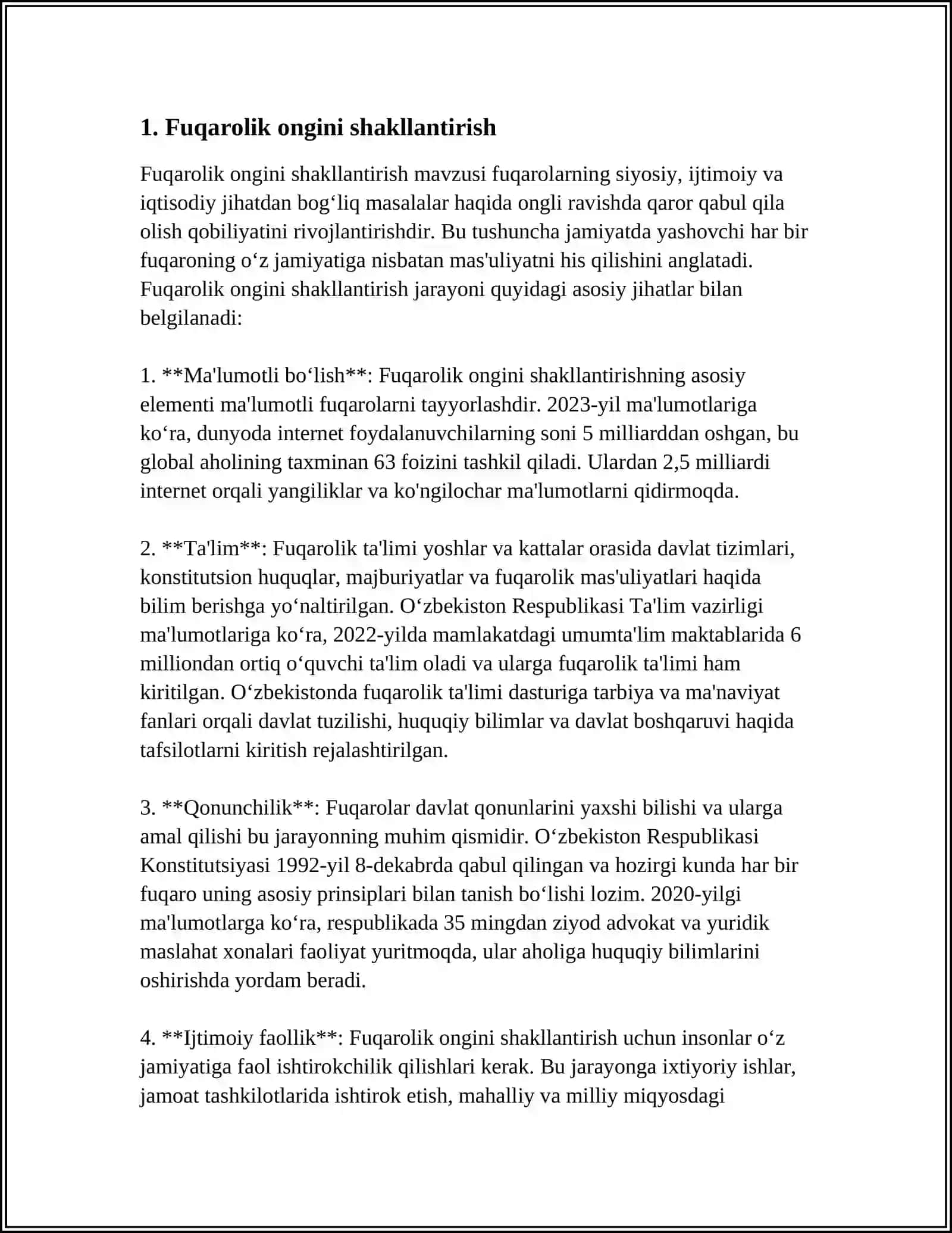YAGONA OʻQUV-TARBIYA JAROYONIDA FUQOROLIK VA VATANPARVARLIK TARBIYASI 3